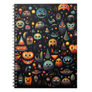 Tecknad Halloween Mönster Coola Monsters och Spöke Anteckningsbok