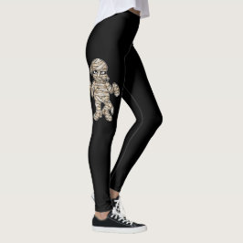 Tecknad halloween-mumieillustration på svart leggings