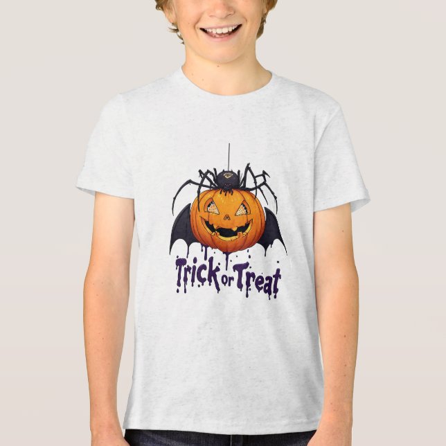🎃 Tecknad Halloween-pumpa barn-design 🎃 T Shirt (Framsida)