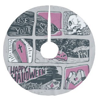 Tecknad Halloween: Roligt Illustration Julgransmatta Borstad Polyester