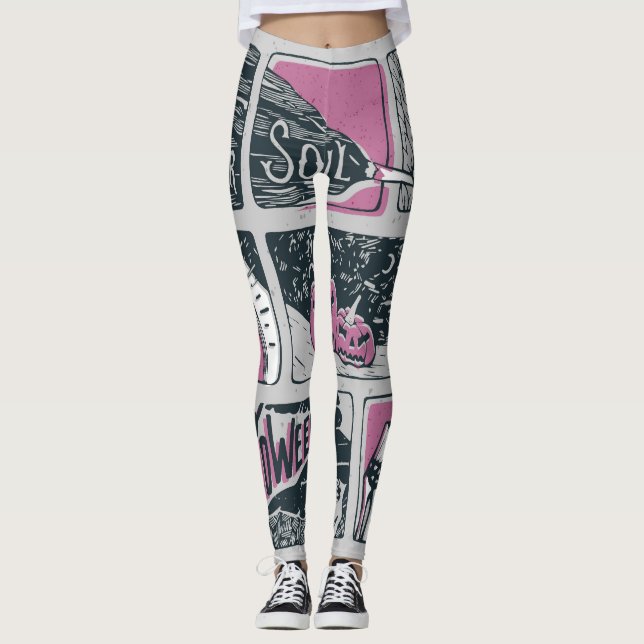 Tecknad Halloween: Roligt Illustration Leggings (Framsida)