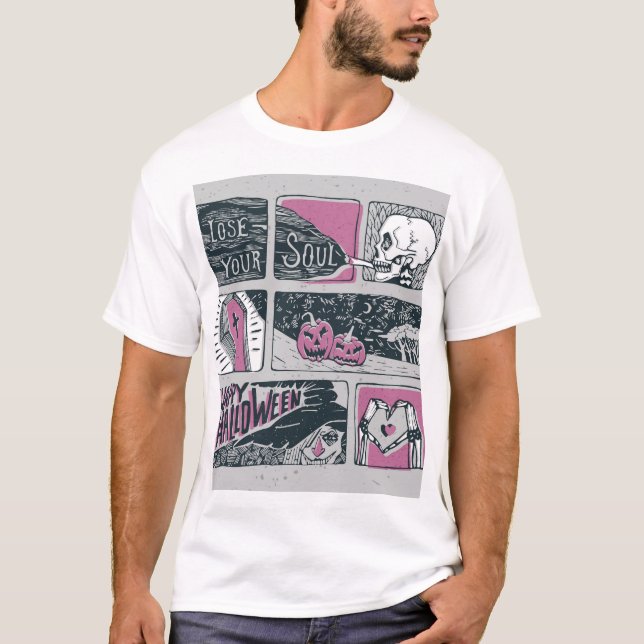 Tecknad Halloween: Roligt Illustration T Shirt (Framsida)