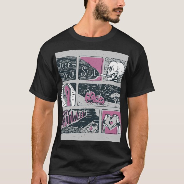 Tecknad Halloween: Roligt Illustration T Shirt (Framsida)