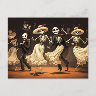 Tecknad Halloween Swing Dance Vykort