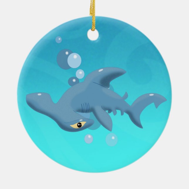 Tecknad Hammerhead Shark Ceramic Ornament (Baksidan)