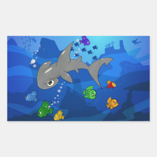 Tecknad Hammerhead Shark Rektangulärt Klistermärke