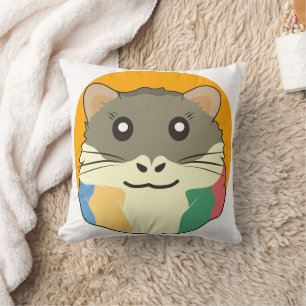 Tecknad Hamster med flerfärgad scarf Kudde