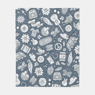 Tecknad hand plockade hippie doodles sömlös mönste fleecefilt