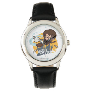 Tecknad Harry och Hedwig flygande förbi Hogwarts Armbandsur