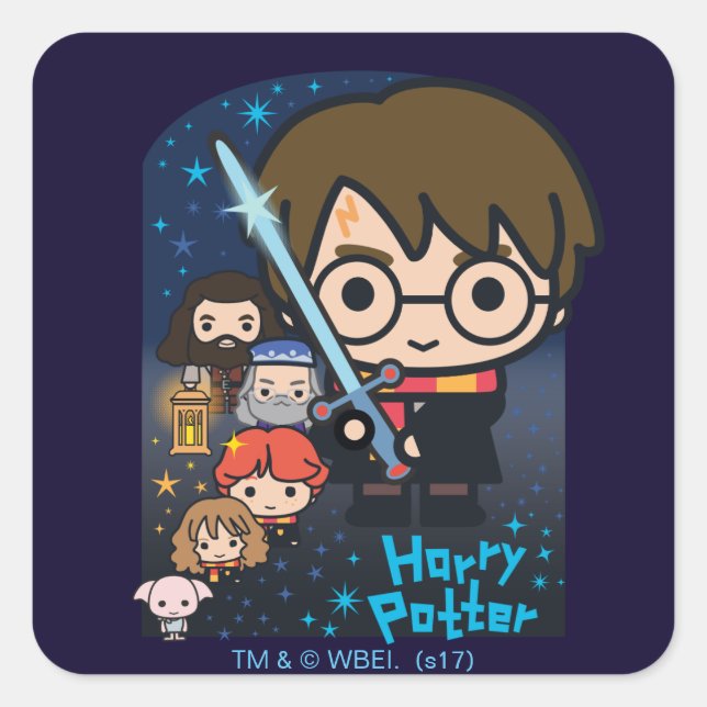 Tecknad Harry Potter Chamber of Secrets Graphic Fyrkantigt Klistermärke (Framsida)
