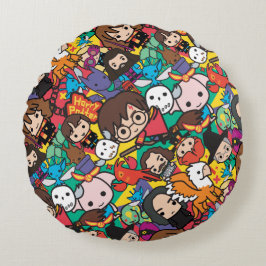 Tecknad Harry Potter Character Toss Mönster Rund Kudde