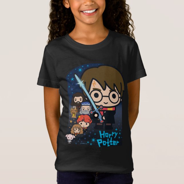 Tecknad Harry Potter Hemligheten på Hogwarts Grafi T-shirt (Framsida)