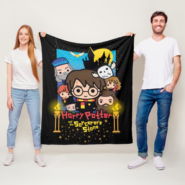 Tecknad Harry Potter och Sorcerers sten Fleecefilt (På plats)