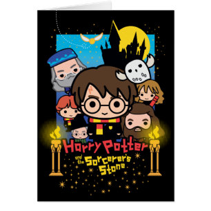 Tecknad Harry Potter och Sorcerers sten Hälsningskort