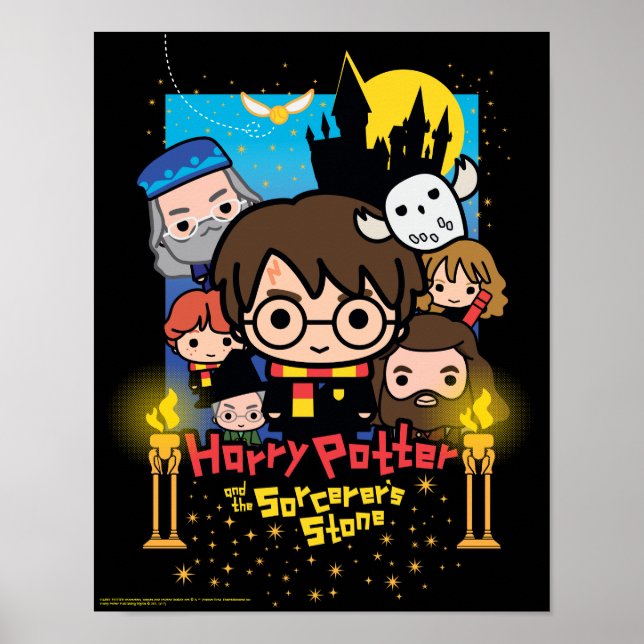 Tecknad Harry Potter och Sorcerers sten Poster (Framsidan)