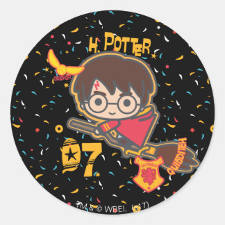 Tecknad Harry Potter Quidditch Sökare Runt Klistermärke