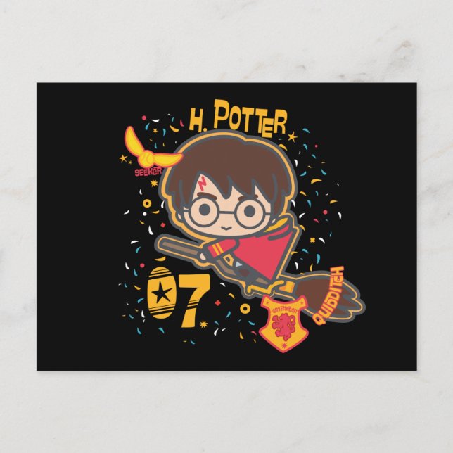 Tecknad Harry Potter Quidditch Sökare Vykort (Framsida)