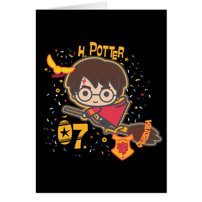 Tecknad Harry Potter Quidditch-sökning Hälsningskort (Framsidan)