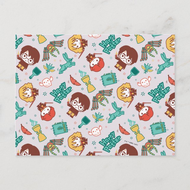 Tecknad HARRY POTTER™ skapelser och Spådomar Mönst Vykort (Framsida)