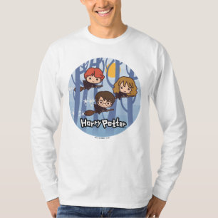Tecknad Harry, Ron & Hermione flyg i skogen T-shirt