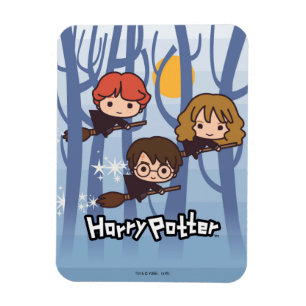 Tecknad Harry, Ron och Hermione som flyger i Skoge Magnet