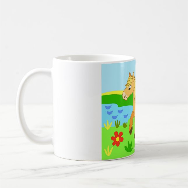 tecknad häst, barnillustration kaffemugg (Vänster)