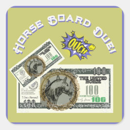 tecknad, $, häst, förfall fyrkantigt klistermärke