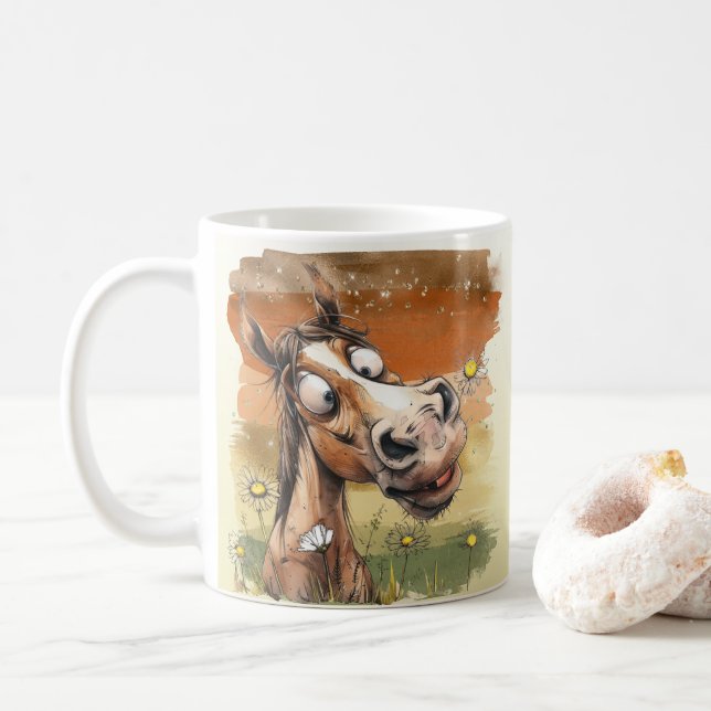 Tecknad häst kaffemugg (Med munk)