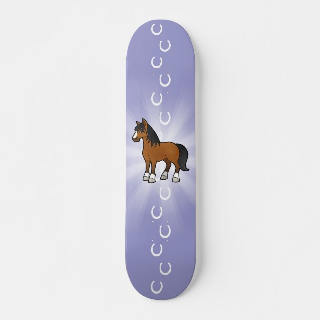 Tecknad häst old school skateboard bräda 18 cm (Framsida)