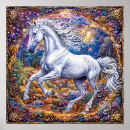 🐎 Tecknad häst utsmyckad ram elegant vintage Poster