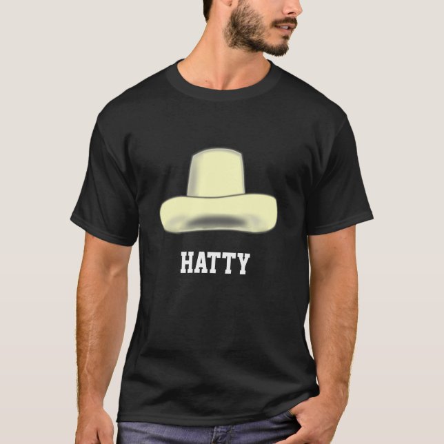 Tecknad hattbild & redigerbar text t shirt (Framsida)