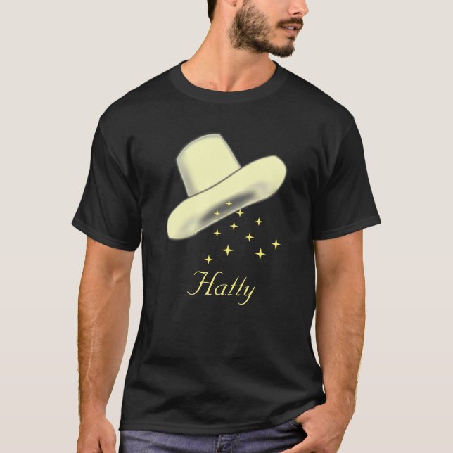 Tecknad hattbild & stjärnor  t shirt (Framsida)