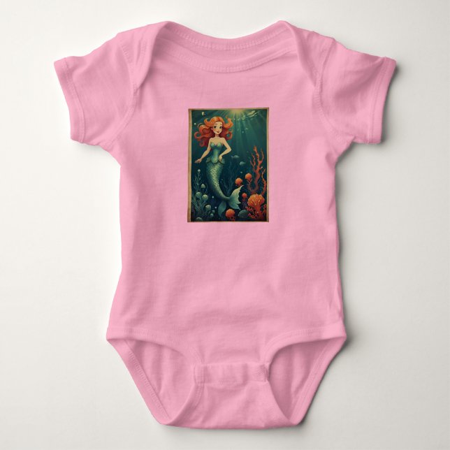 Tecknad Havsfrusins strand Älskvärd havs-tema T Shirt (Framsida)