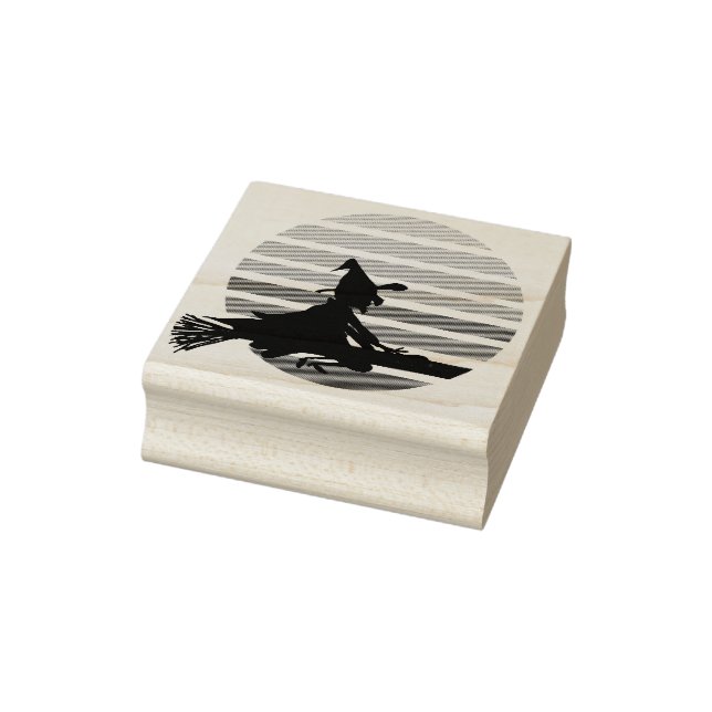 Tecknad häxflygning på natten över måne stämpel (Stämpel)