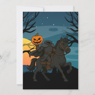 tecknad Headless Horseman Halloween/Autumn Inbjudningar