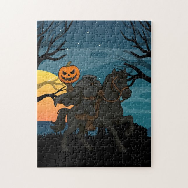 tecknad Headless Horseman Halloween/Autumn Pussel (Vertikal)