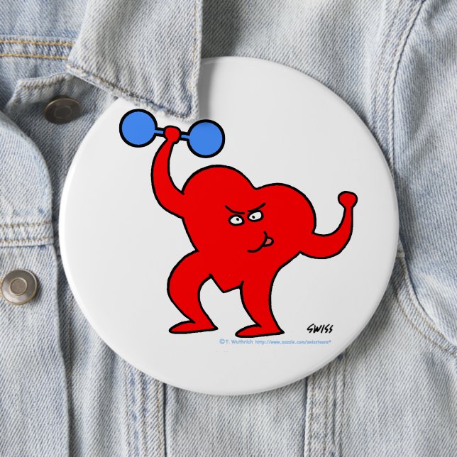 Tecknad Heart Fitness Instruktör för personlig trä Knapp (In Situ)