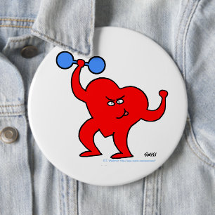 Tecknad Heart Fitness Instruktör för personlig trä Knapp