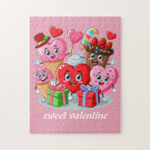 Tecknad Heart & Sweet kompisars valentindag Pussel