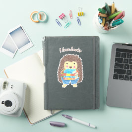 Tecknad Hedgehog Carrying Bokar Vinyl Sticker Klistermärken