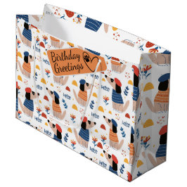 Tecknad Hej hund sömlös mönster stora presentväska