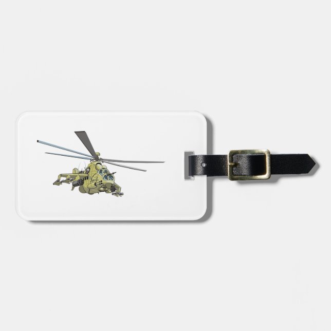 Tecknad Helicopter ’Hind’ Bagagebricka (Horisontell Framsida)