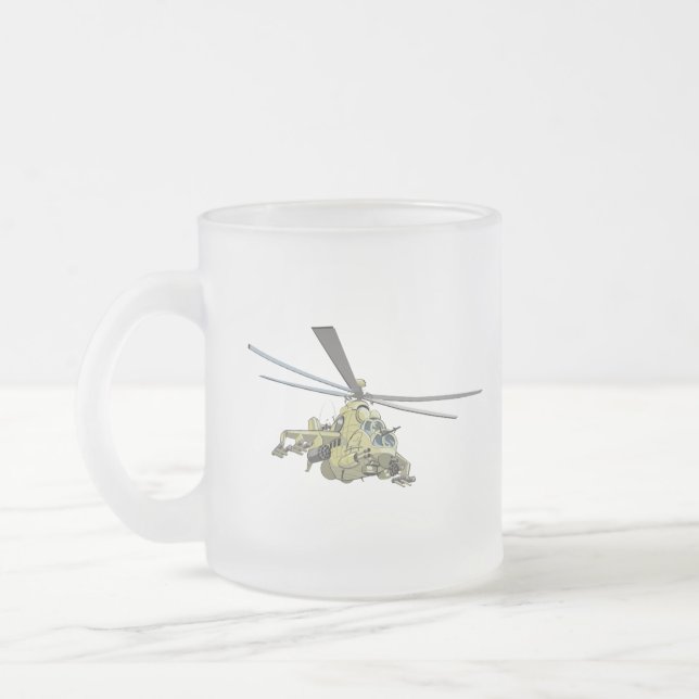 Tecknad Helicopter ’Hind’ Frostad Glasmugg (Vänster)