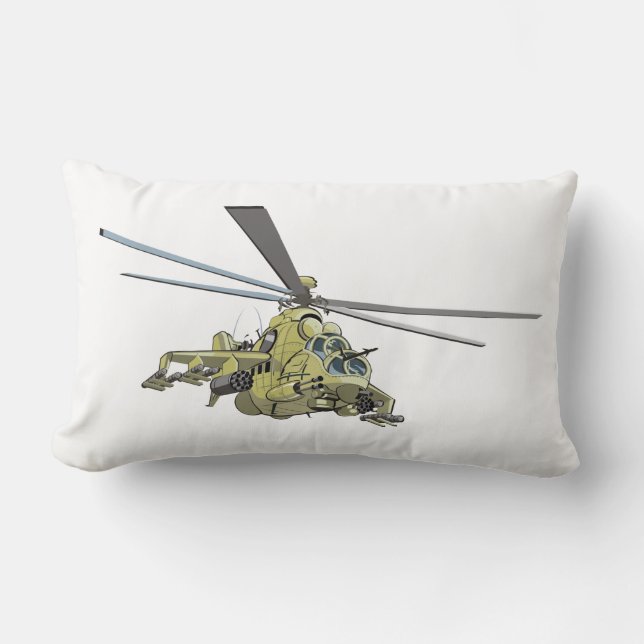 Tecknad Helicopter ’Hind’ Lumbarkudde (Framsida)