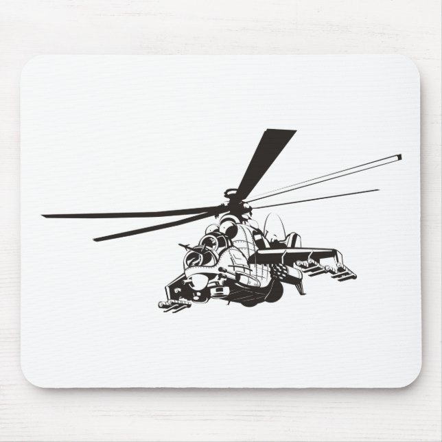 Tecknad Helicopter ’Hind’ Musmatta (Framsidan)