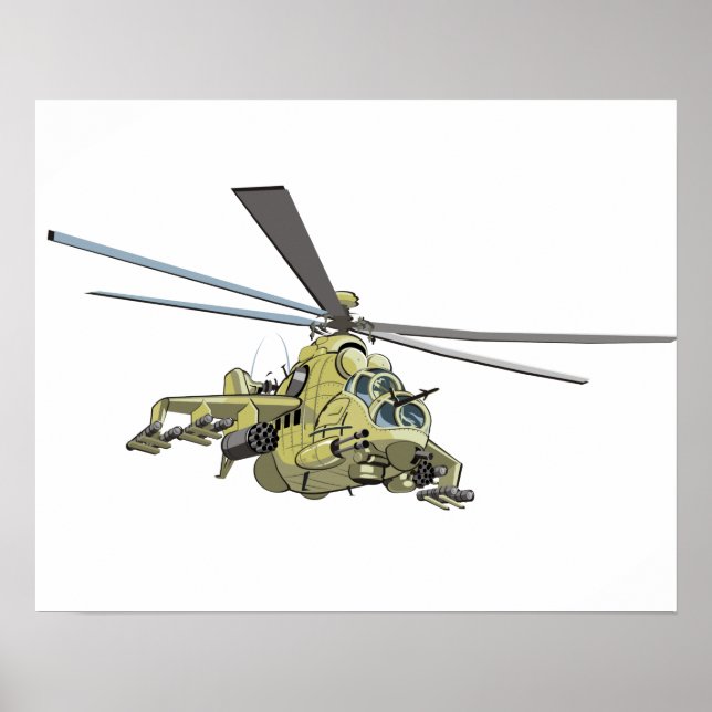 Tecknad Helicopter ’Hind’ Poster (Framsidan)