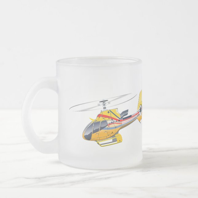 Tecknad helikopter frostad glasmugg (Vänster)