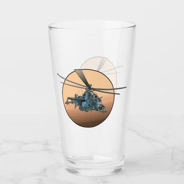 Tecknad helikopter glaskopp (Framsida)