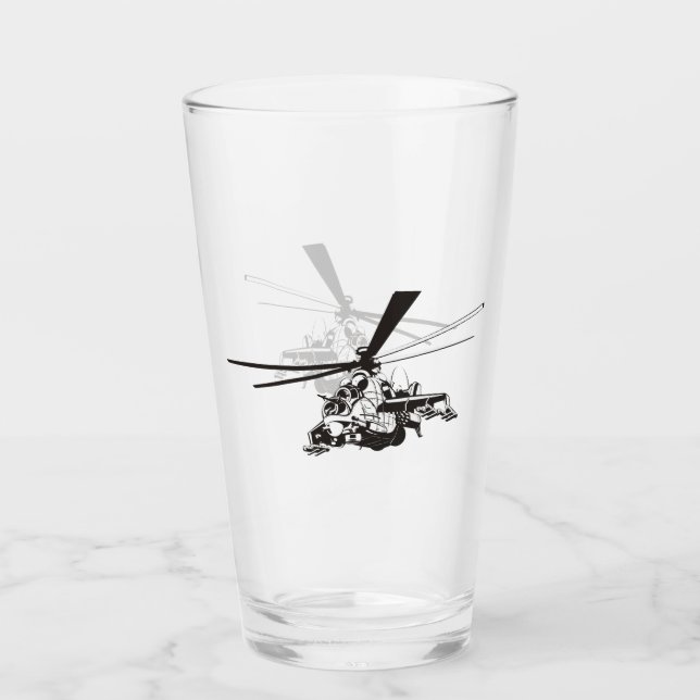 Tecknad helikopter "Hind" Glaskopp (Framsida)