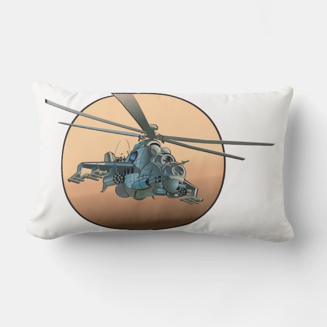 Tecknad helikopter lumbarkudde (Framsida)